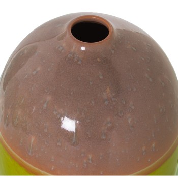 Vaso In Ceramica Colore Reattivo - Rosa E Verde - 27cm- Ø17x27cm