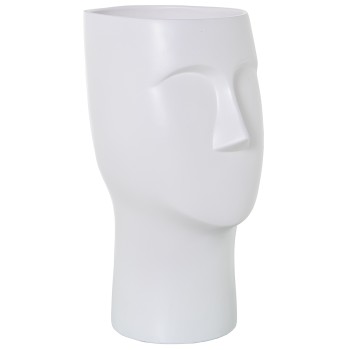Vase En Céramique Visage - Blanc Mat - 36cm- _18x19x36cm